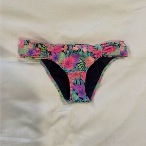 Victoria's Secret Bright Pink Floral Swim Bottoms